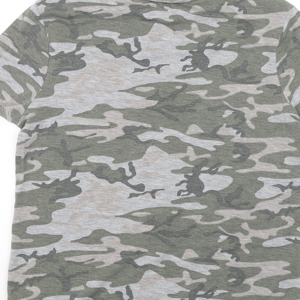 New Look Womens Green Camouflage Basic T-Shirt Size 6