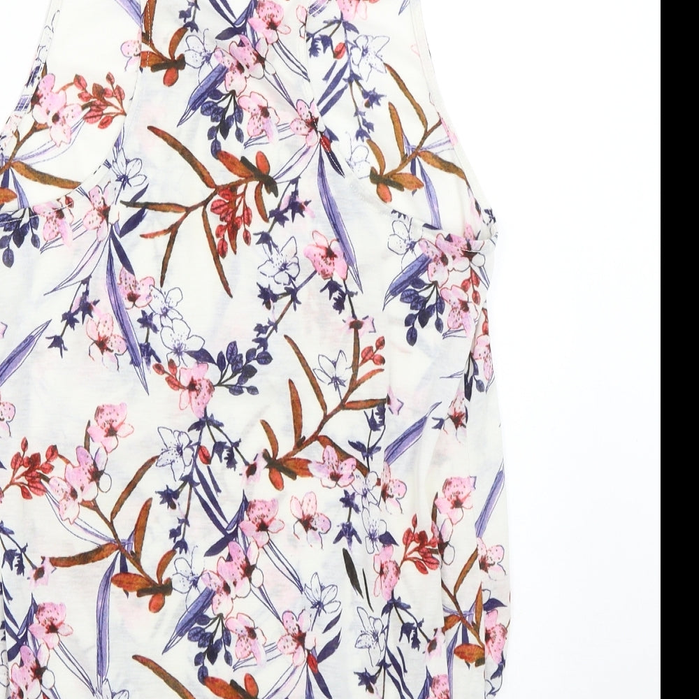 H&M Womens White Floral Basic Tank Size S