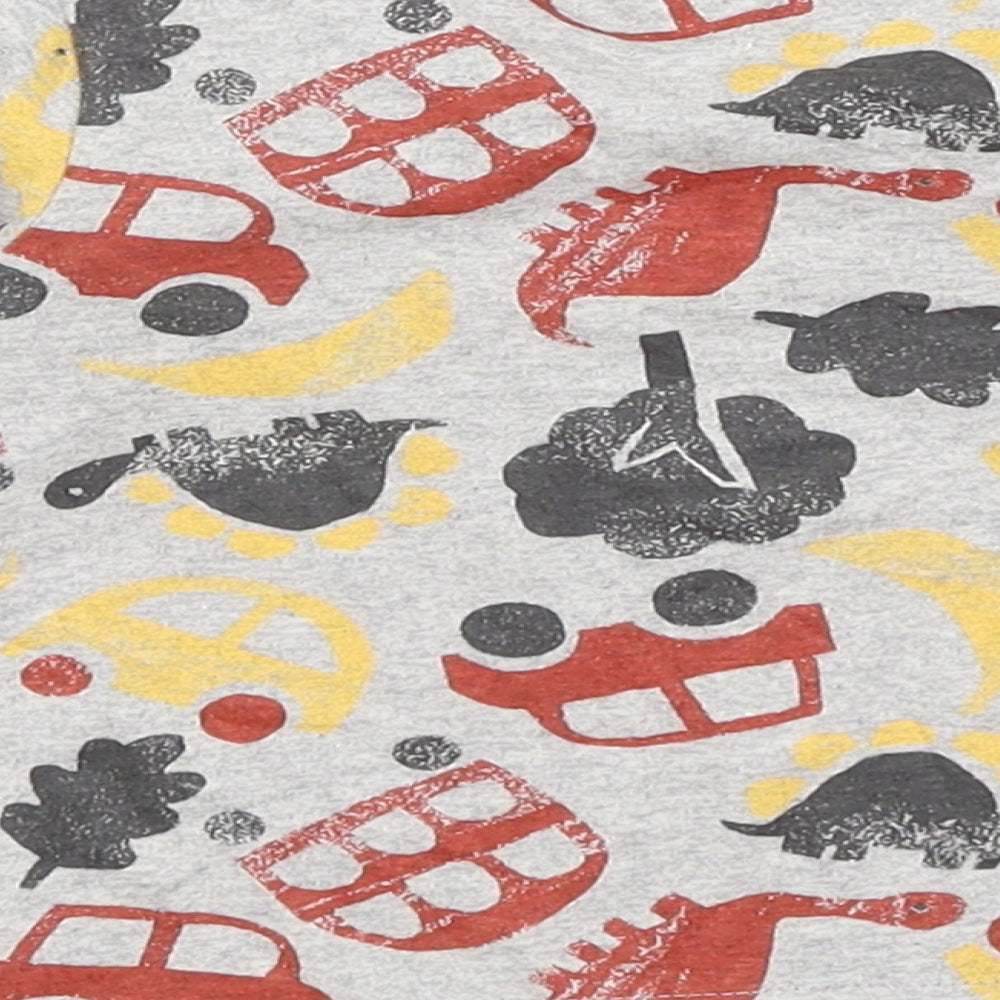 Nutmeg Baby Grey Basic T-Shirt Size 3-6 Months - Dinosaurs & Vehicles
