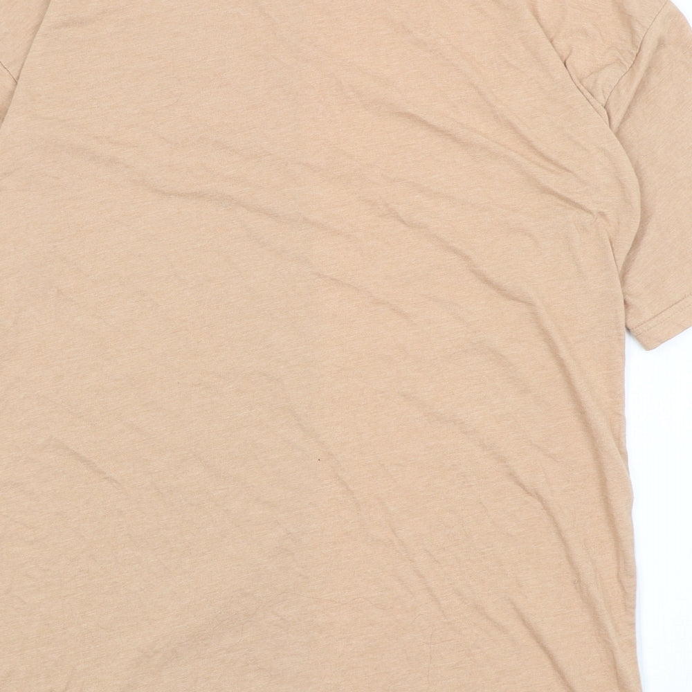 Boohoo Womens Beige Basic T-Shirt Size 8