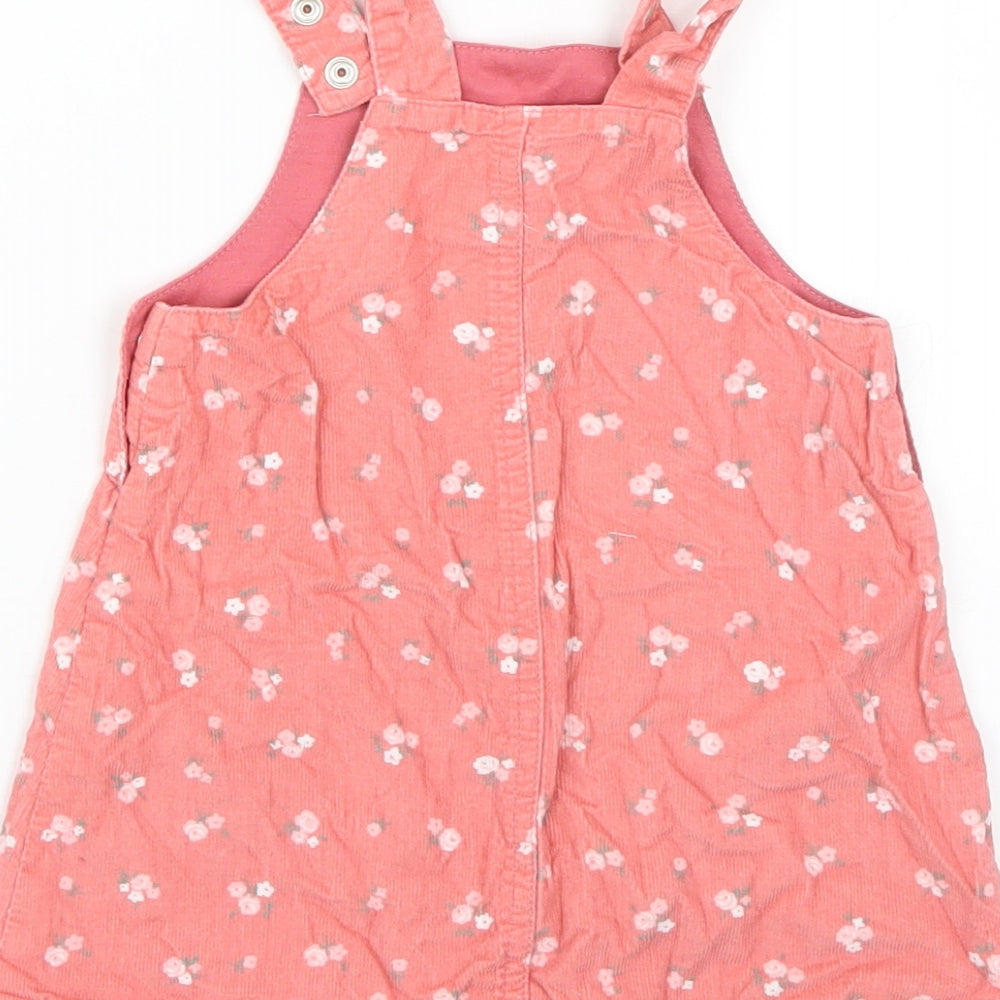 btu Baby Pink Floral Pinafore/Dungaree Dress Size 9-12 Months