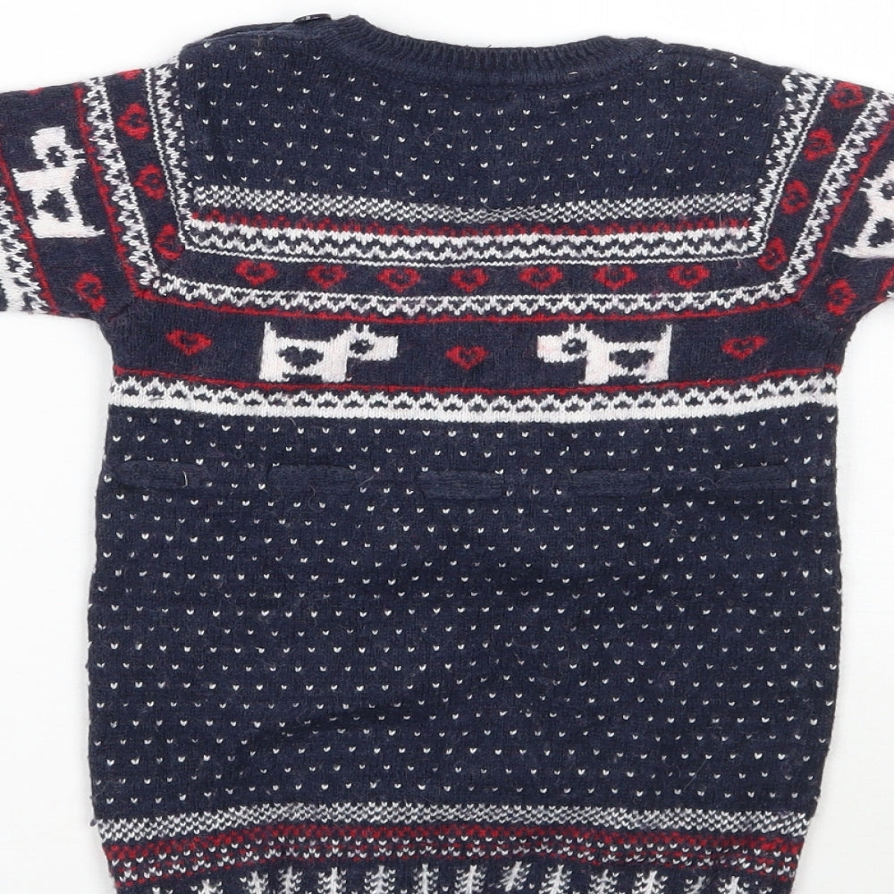 NEXT Girls Blue Fair Isle Pullover Jumper Size 2 Years