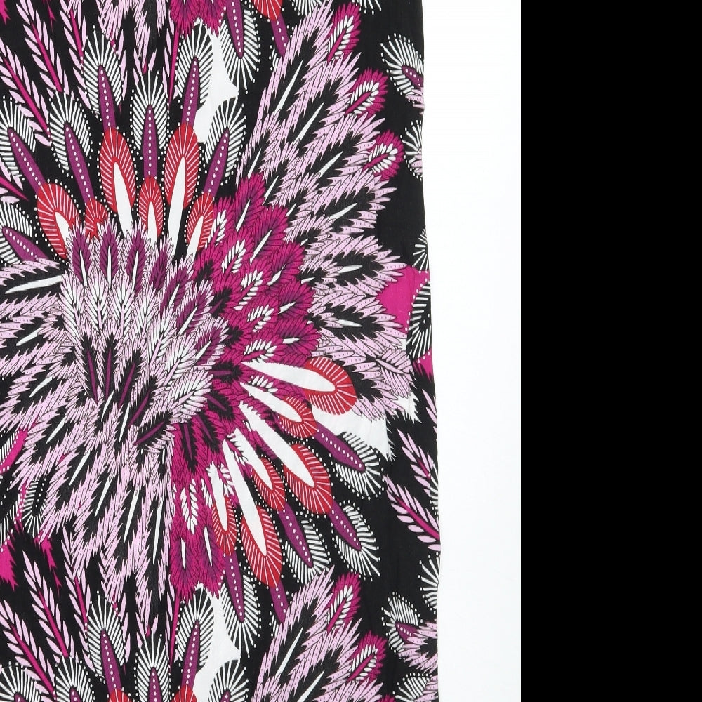 M&Co Womens Black Floral A-Line Size 12