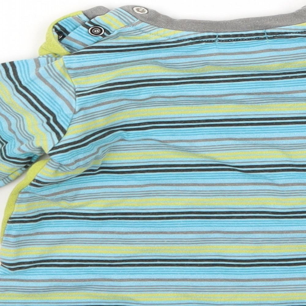 Petit Lem Boys Green Striped Basic T-Shirt Size 18-24 Months
