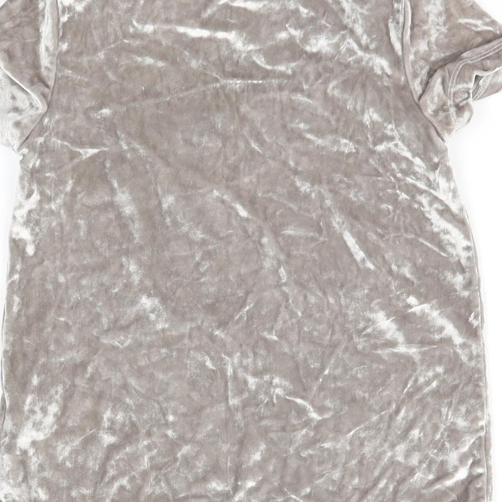 TU Girls Silver Basic T-Shirt Size 6 Years - velvet look