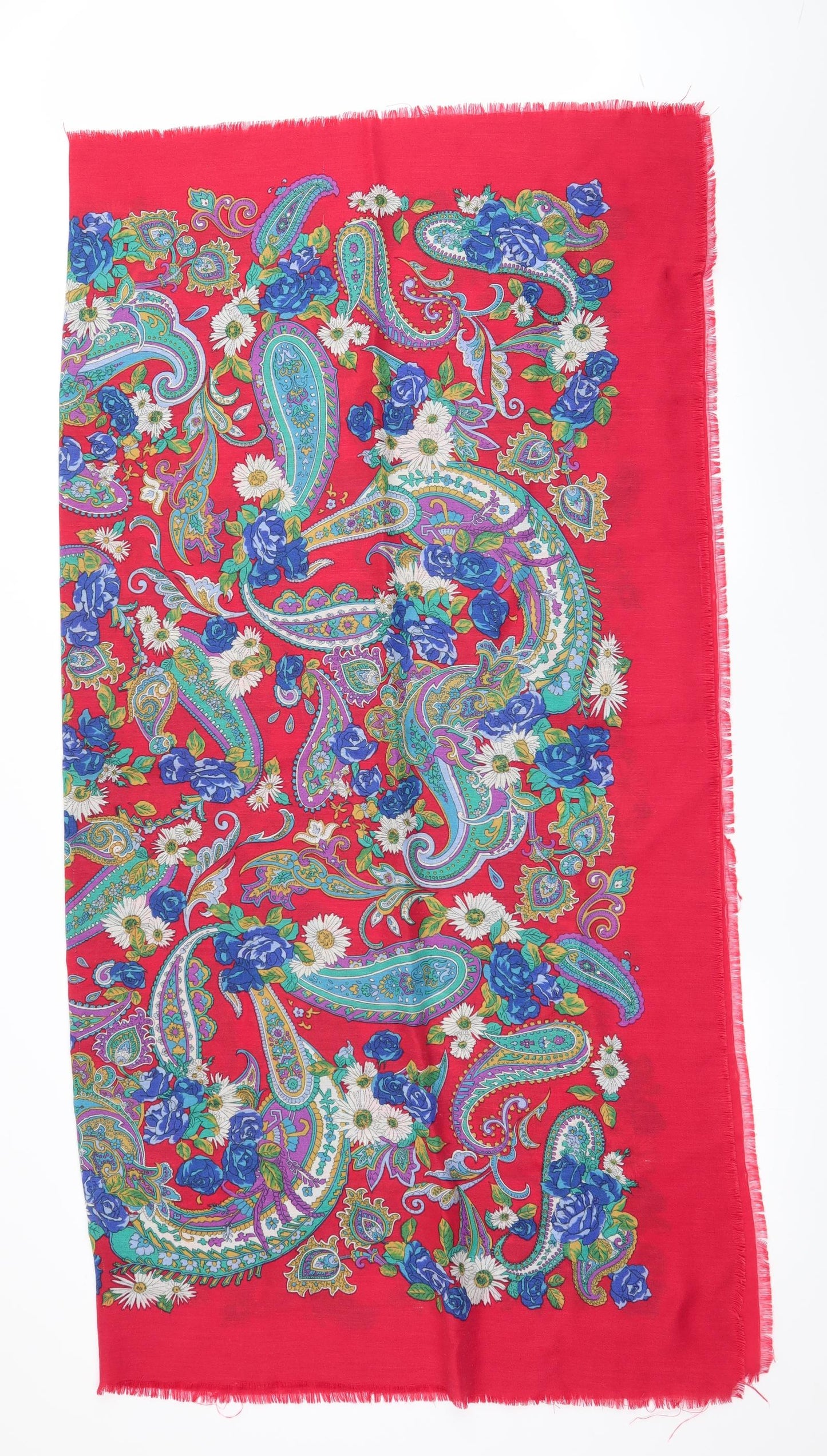 Preworn Womens Red Floral Scarf