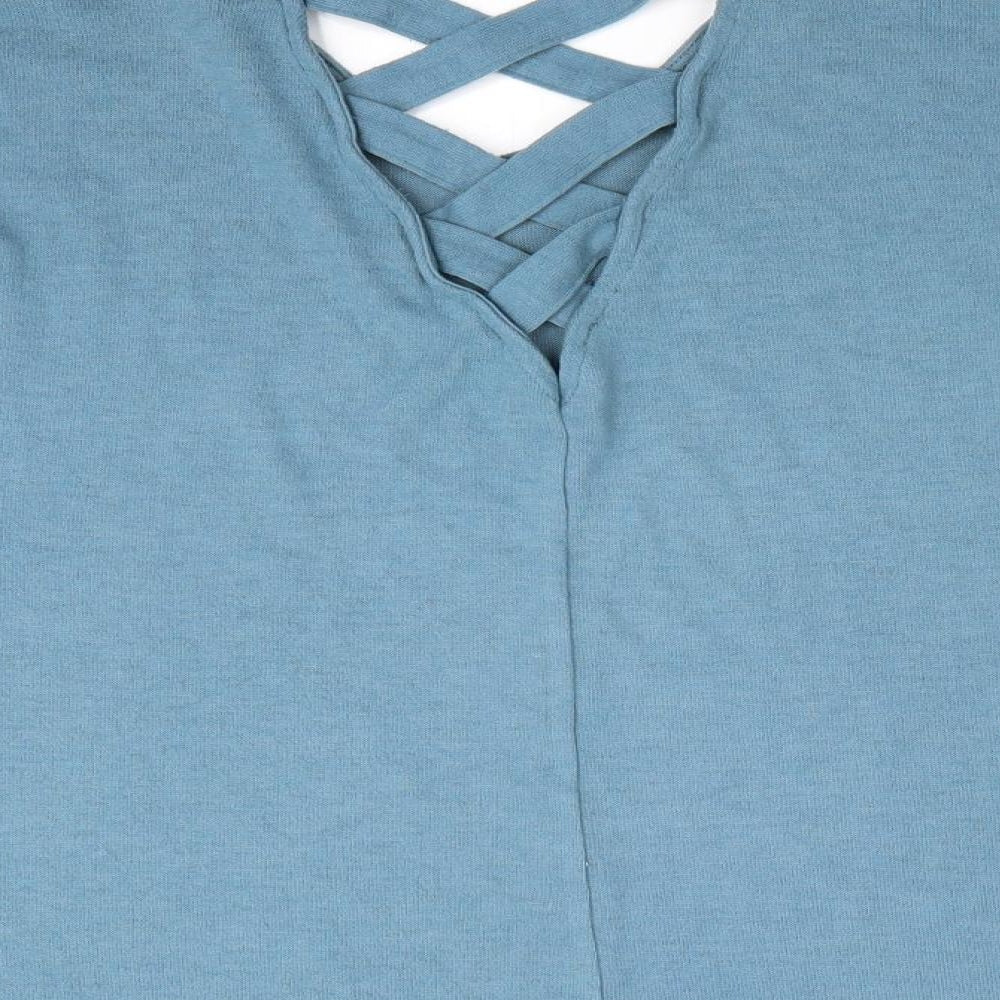 Preworn Womens Blue Pullover Jumper - Chris Cross Back detail