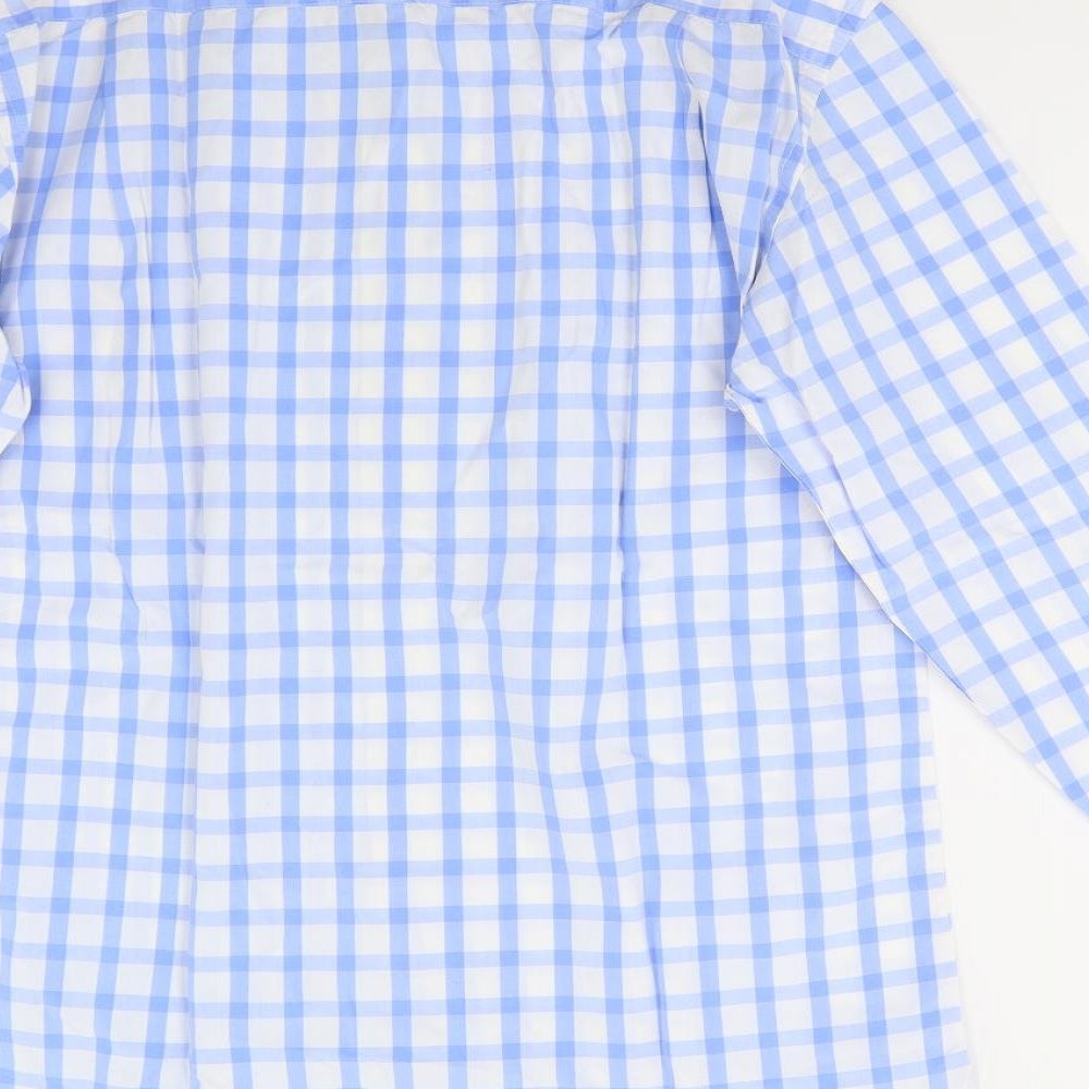 Samuel Window Mens Blue Check Button-Up Size 15.5