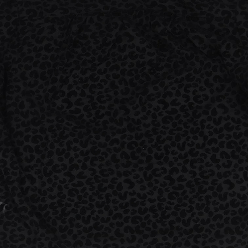 TU Womens Black Animal Print Basic Button-Up Size 10