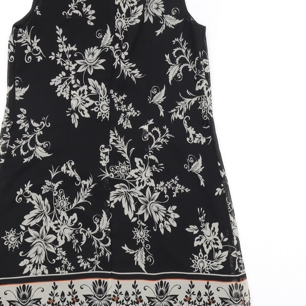 Atmosphere Womens Black Floral A-Line Size 8