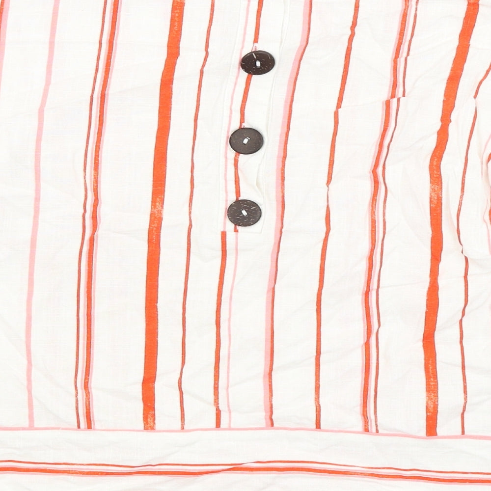 Nutmeg Womens White Striped Basic Blouse Size 14