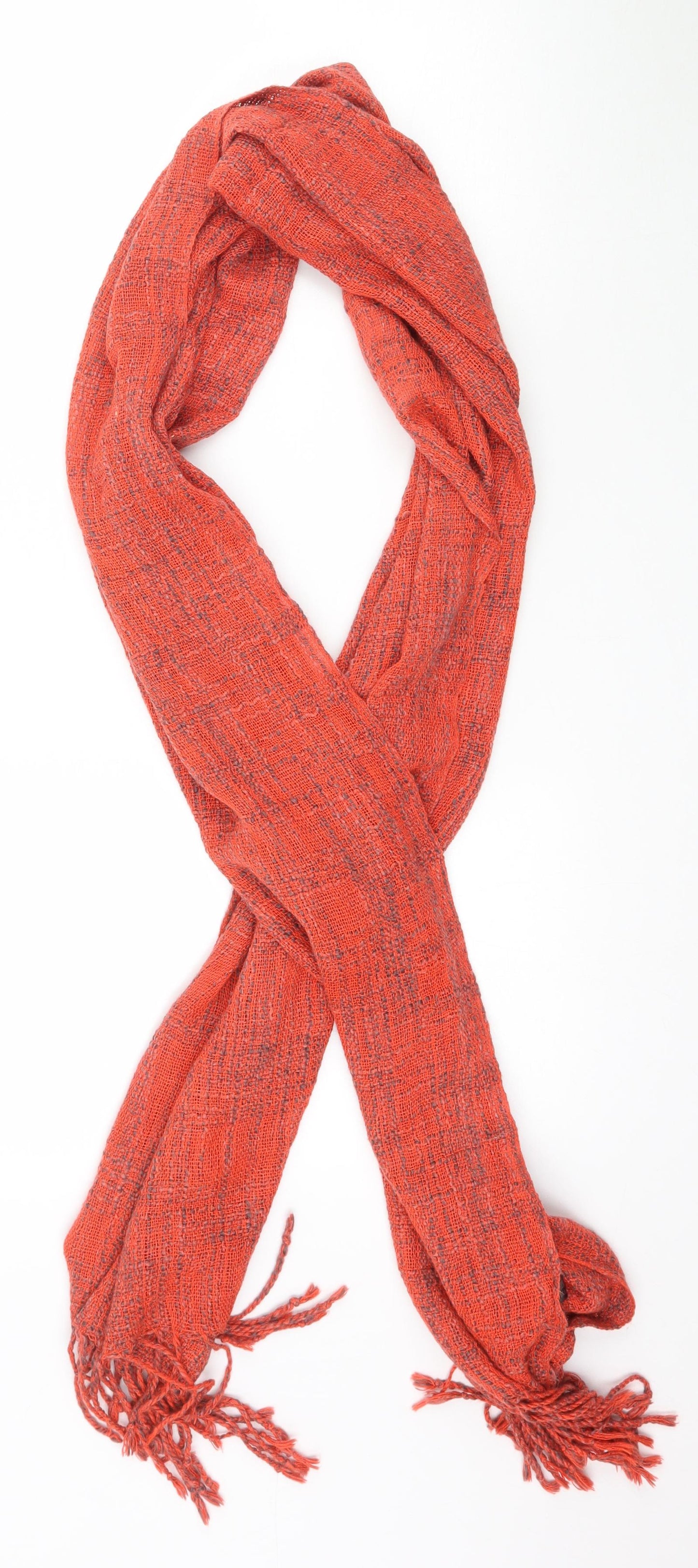 Preworn Womens Orange Knit Scarf
