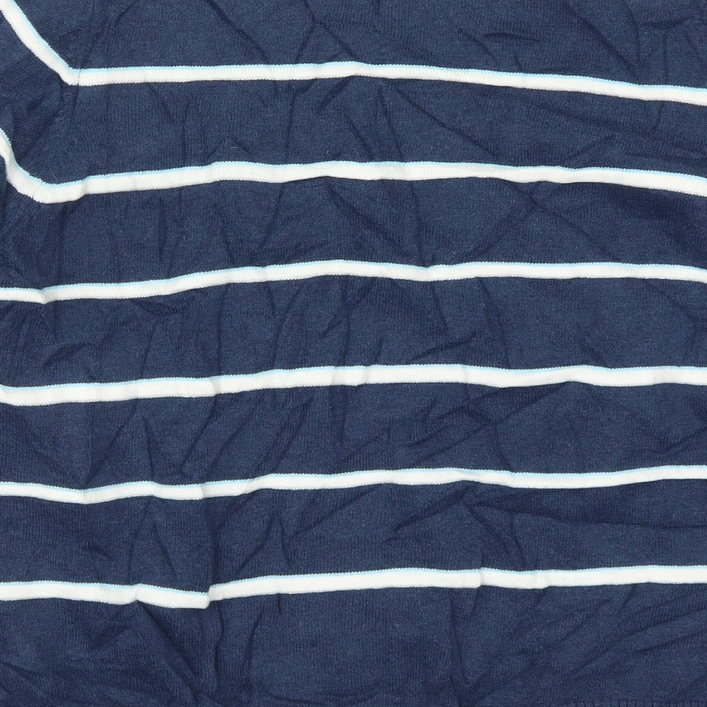 Marks & Spencer Mens Blue Striped Knit Pullover Jumper Size L
