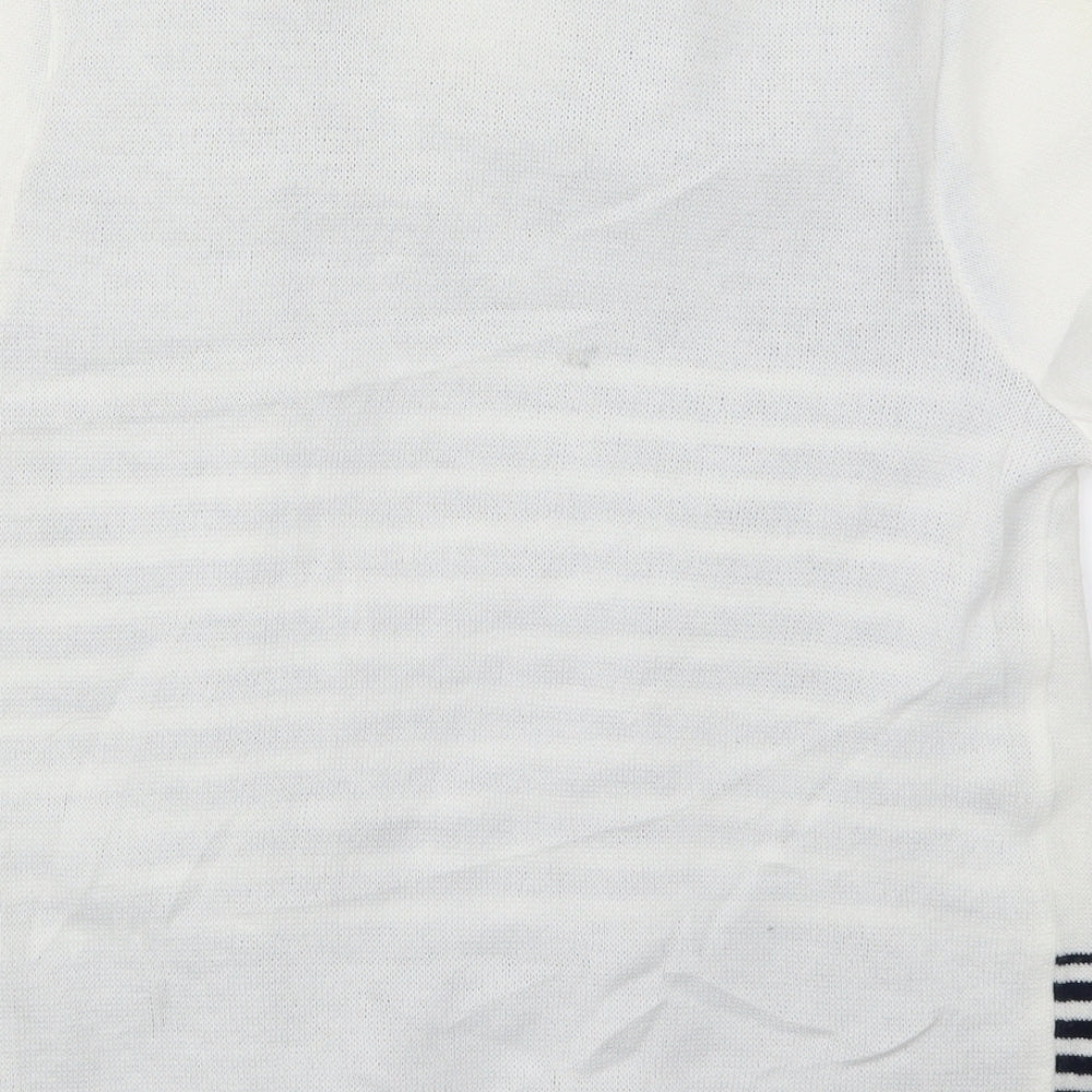 Hand to hand Womens White Striped Knit Cardigan Jumper Size S - Blue Cardigan and Jumper all in one
