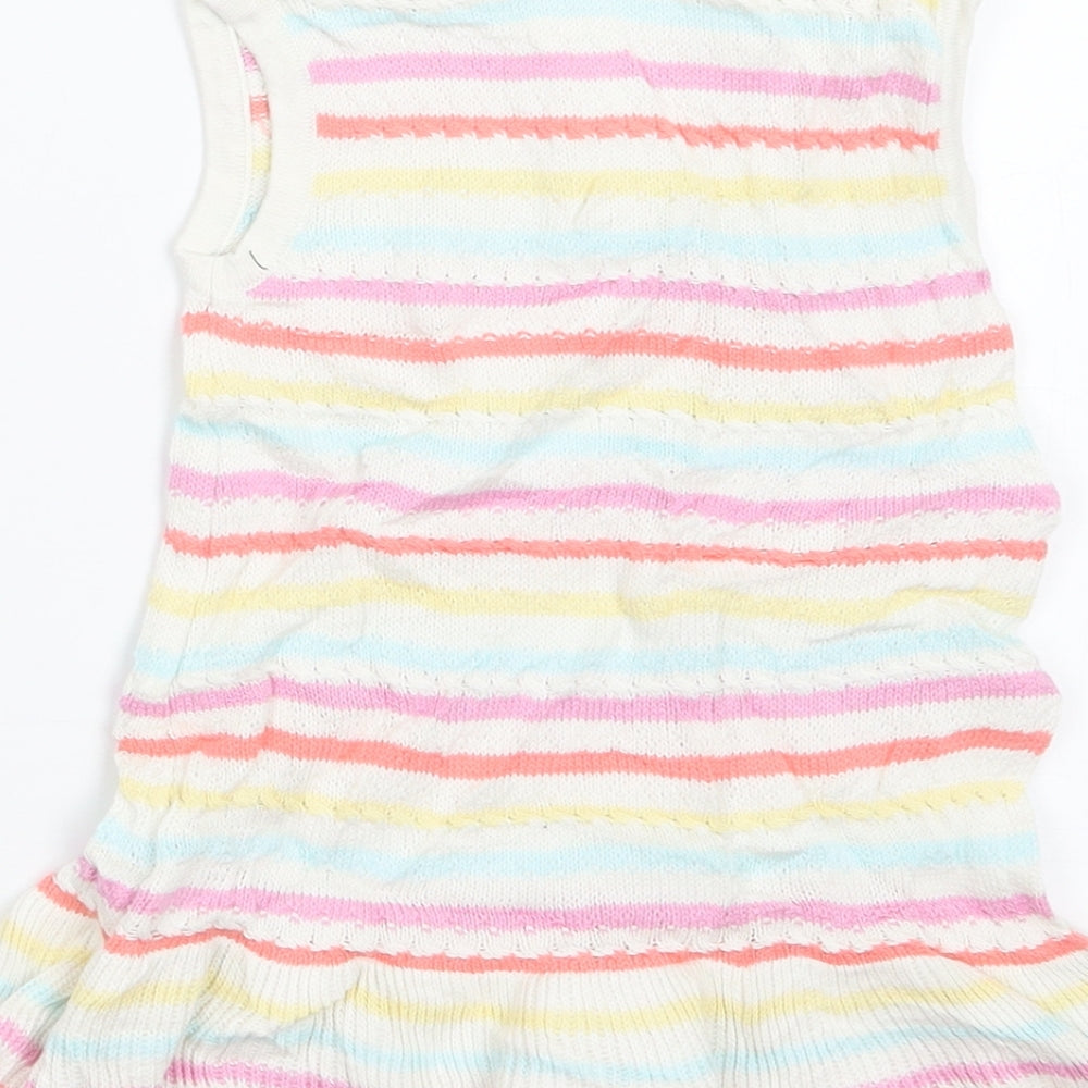 NEXT Girls Purple Striped Knit Jumper Dress Size 9-12 Months