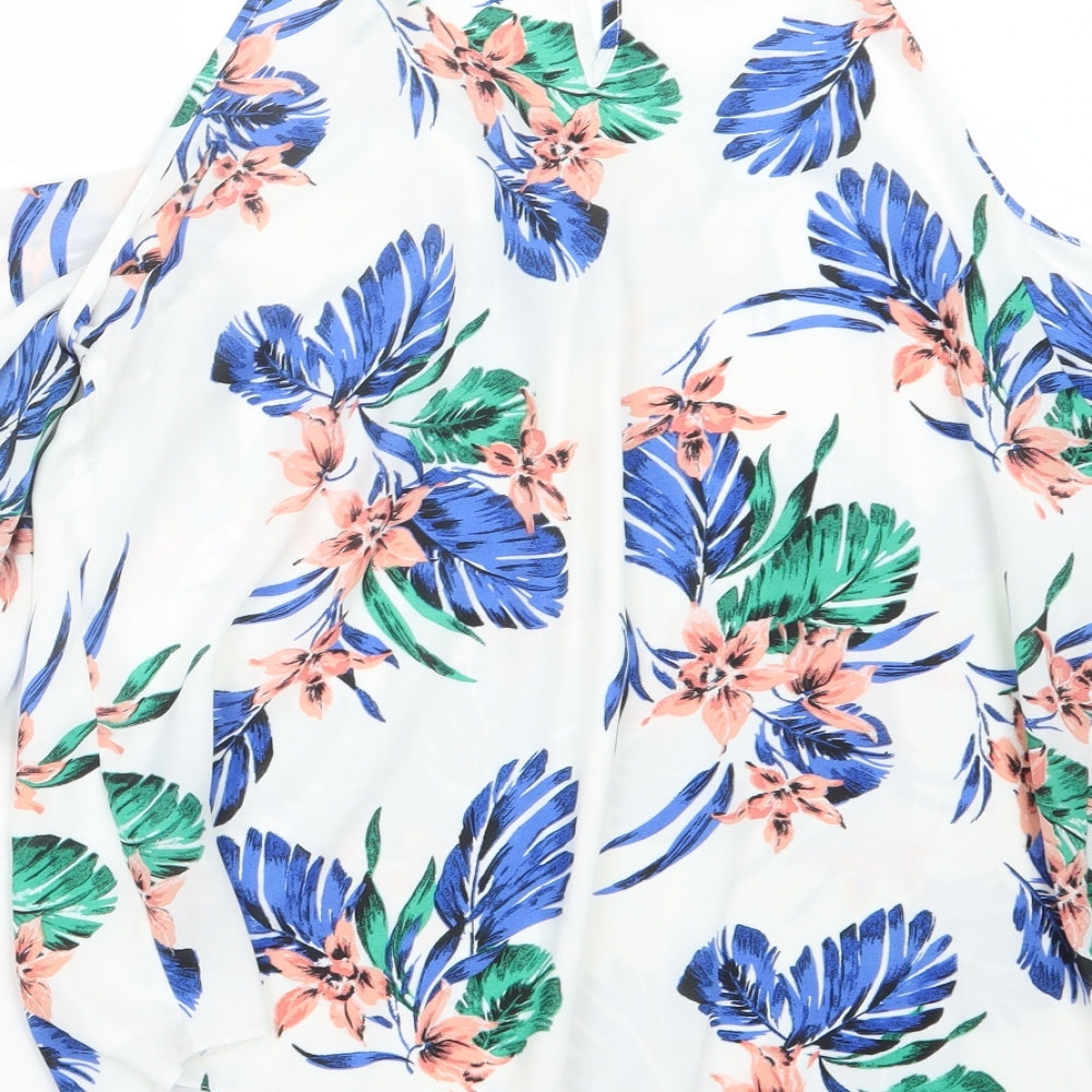 F&F Womens Blue Floral Basic Blouse Size 14