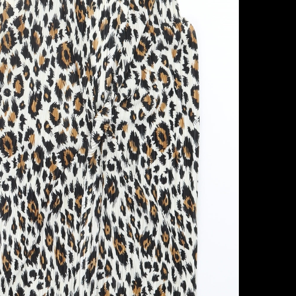 Topshop Womens Black Animal Print Basic T-Shirt Size 8
