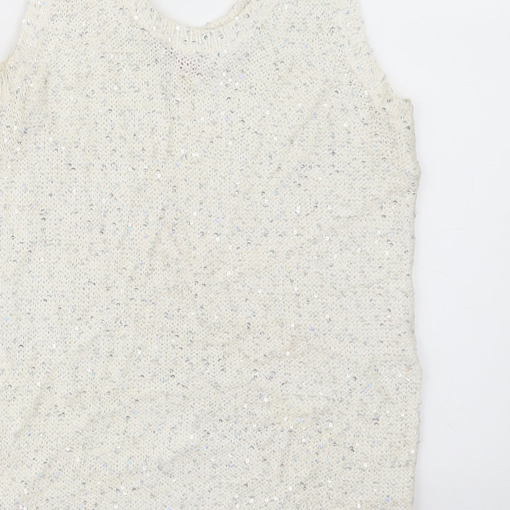 River Island Girls White Knit Pullover Jumper Size 9-10 Years