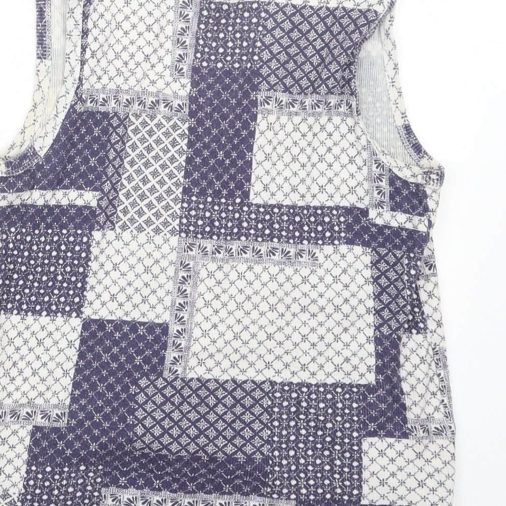 Dorothy Perkins Womens Blue Geometric Basic Blouse Size 14