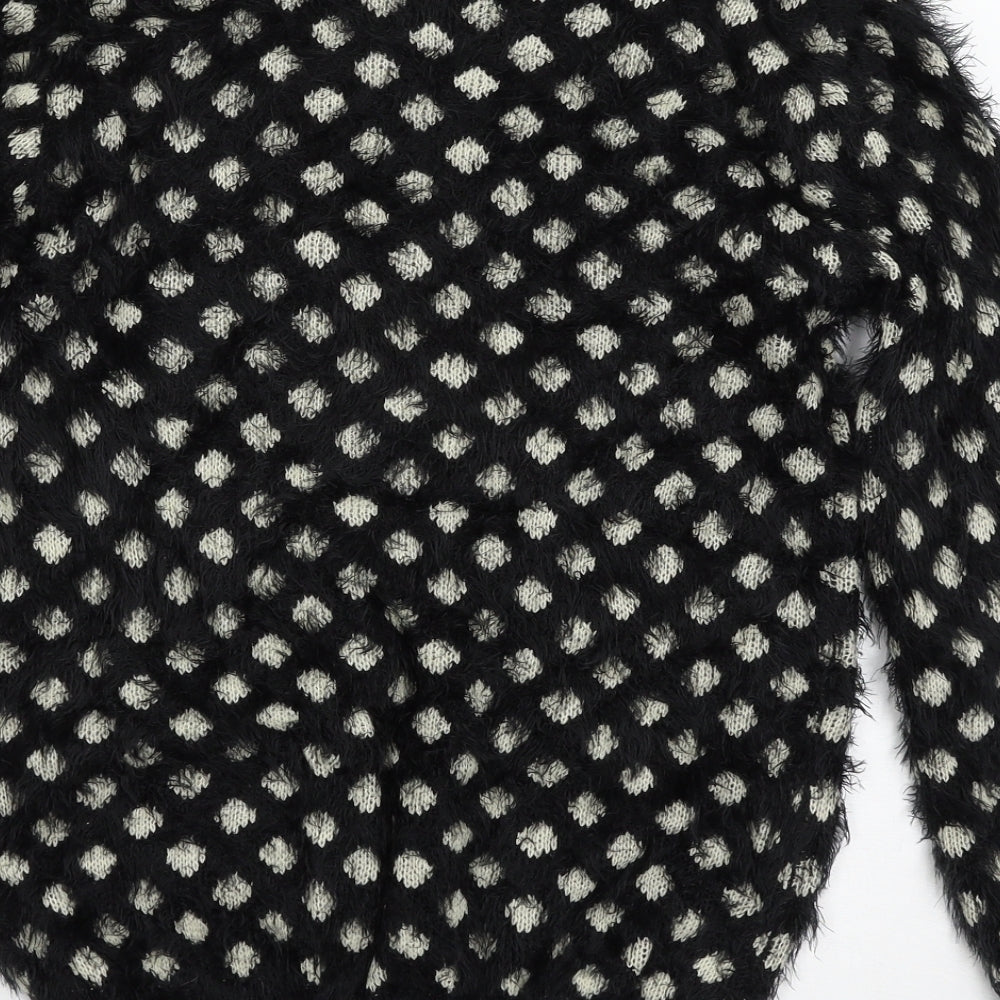 Katsuit Womens Black Geometric Knit Pullover Jumper Size M
