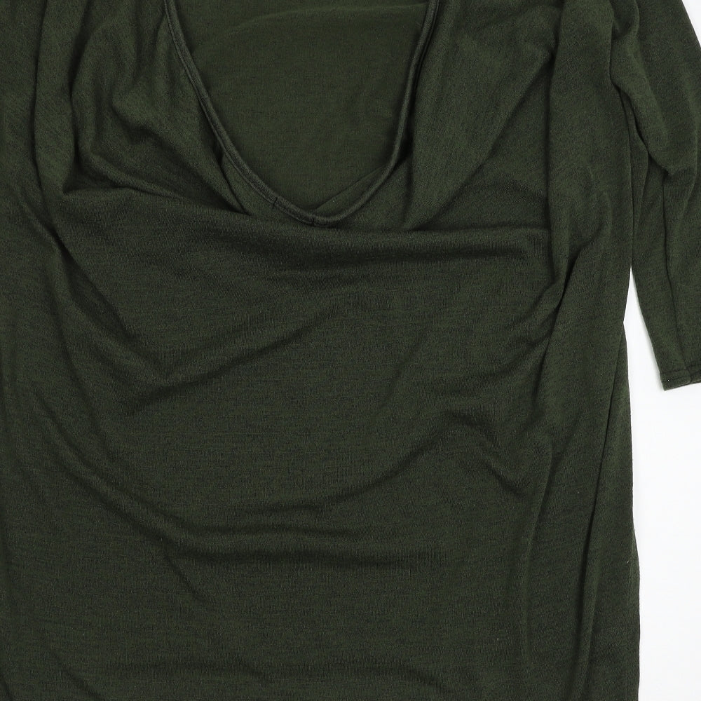 Missi Womens Green Knit Basic T-Shirt Size 14 - low back