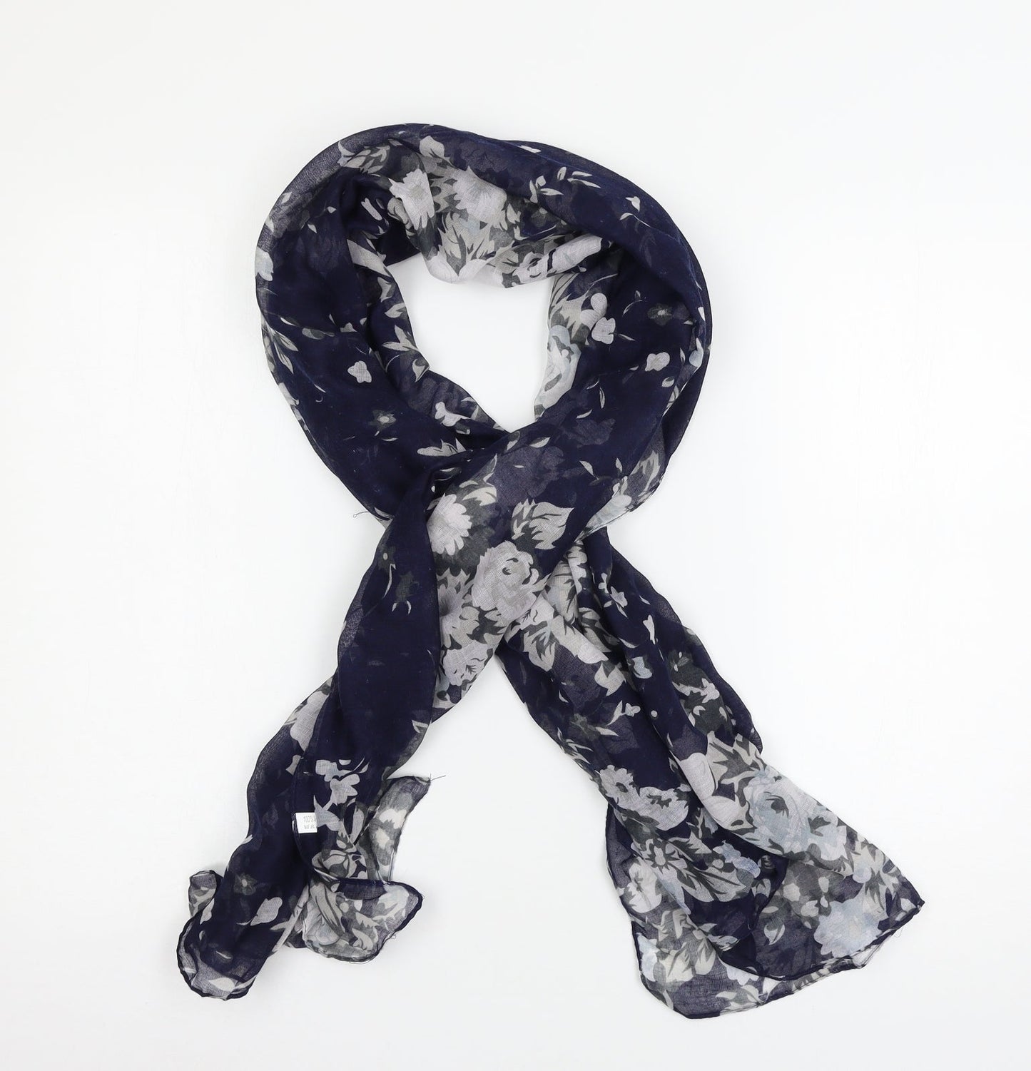 Preworn Womens Blue Floral Scarf