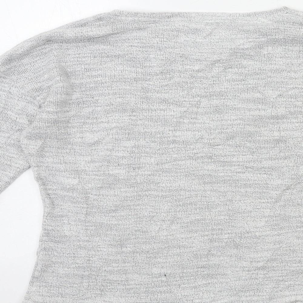 F&F Womens Grey Knit Top Pyjama Top Size 8