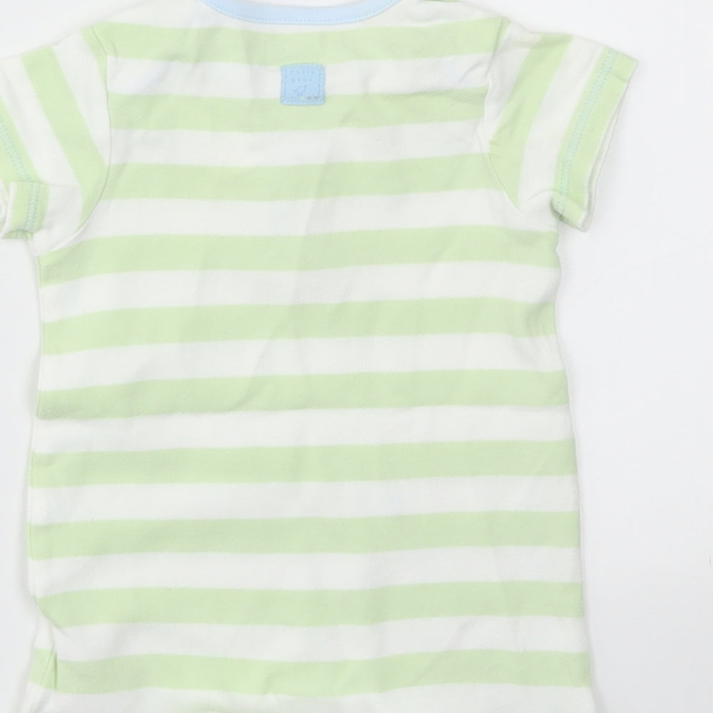 M&S Boys Green Striped Babygrow One-Piece Size 3-6 Months