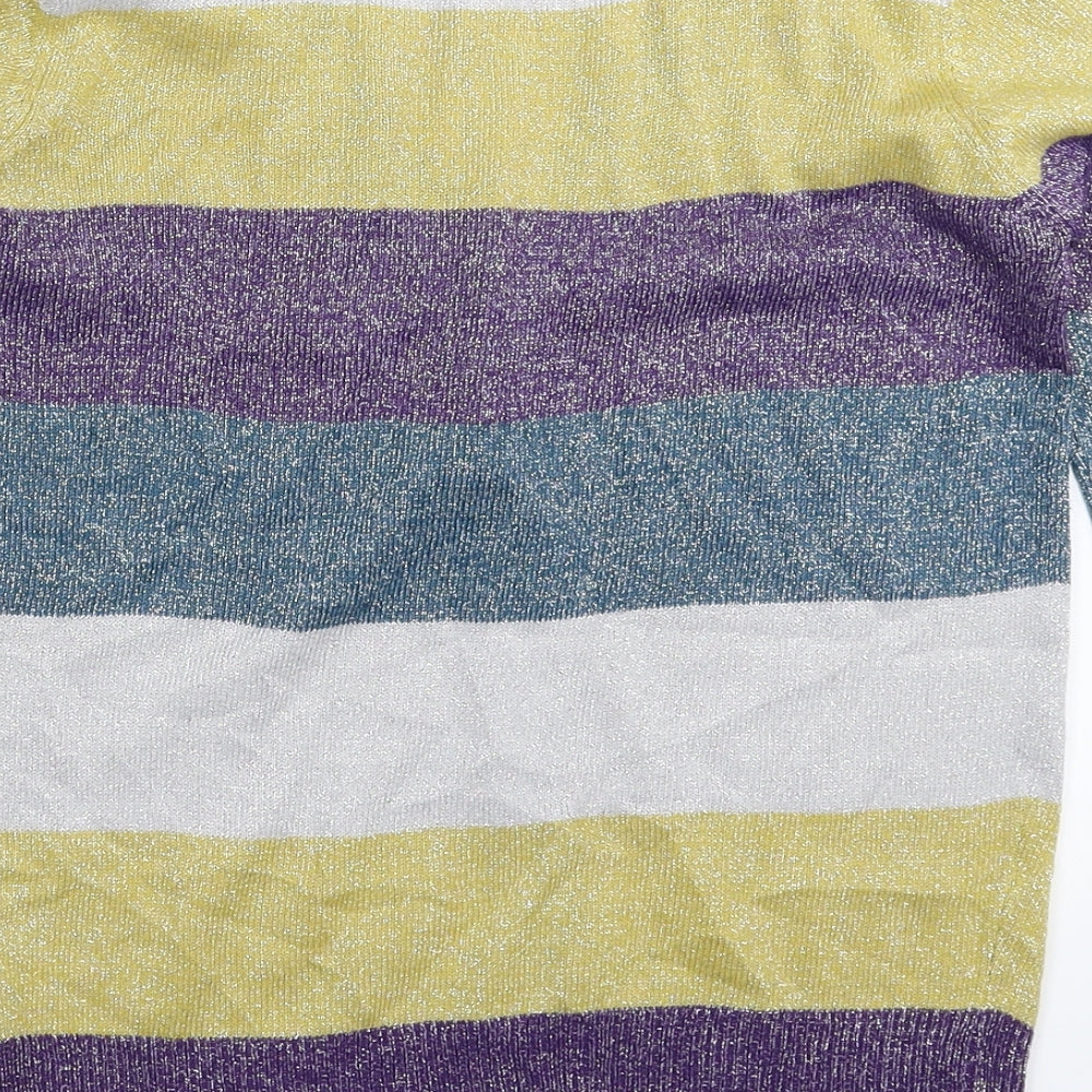 John Lewis Girls Multicoloured Striped Knit Pullover Jumper Size 8 Years