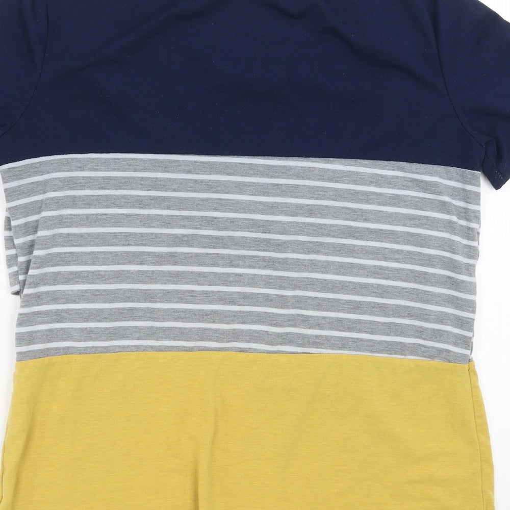 Preworn Womens Grey Striped Basic T-Shirt Size M