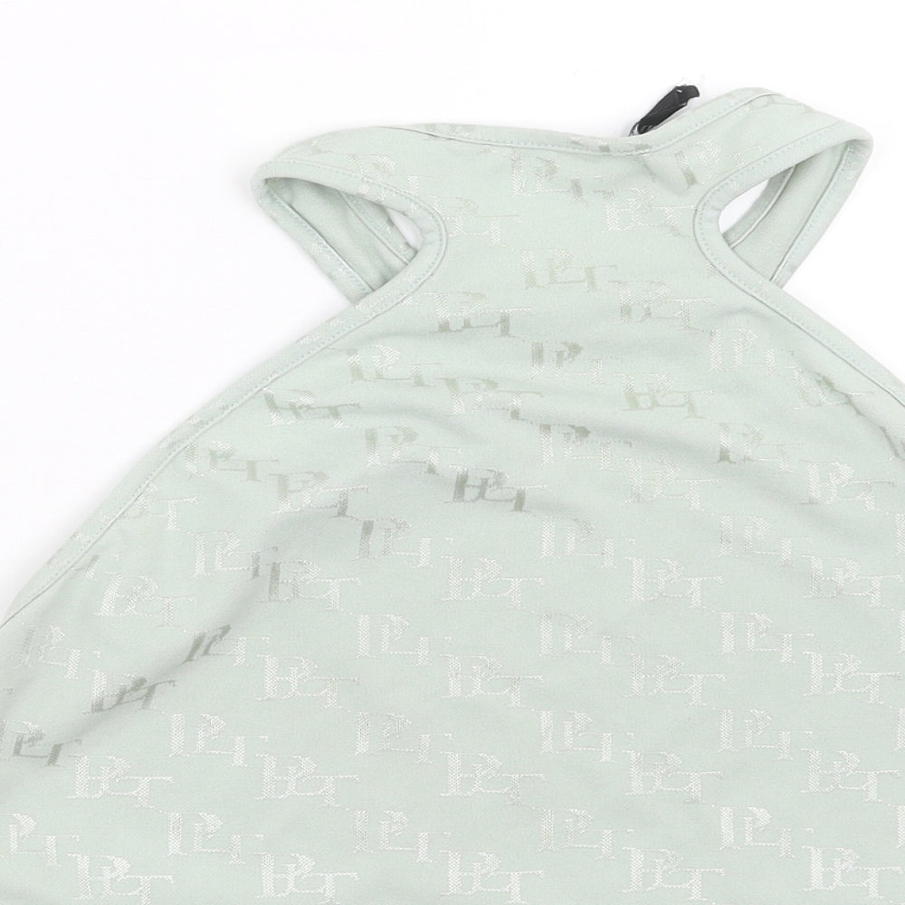 PRETTYLITTLETHING Womens Green Cropped T-Shirt Size 16