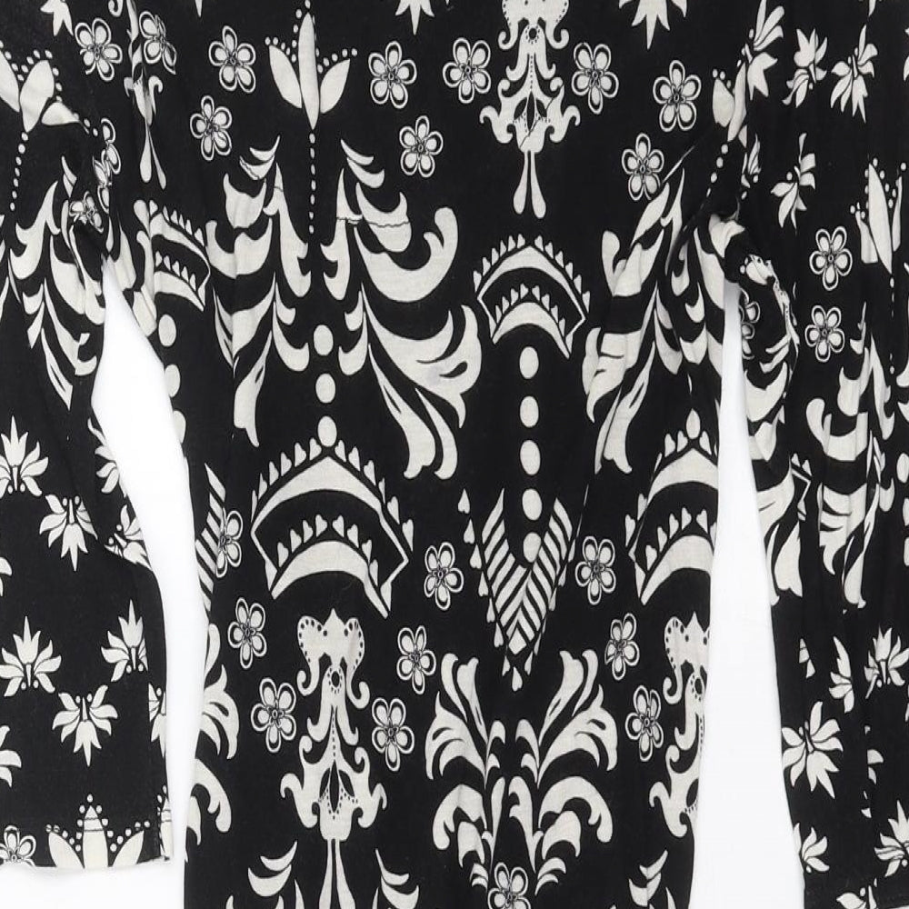 NEXT Womens Black Floral Basic Blouse Size 8