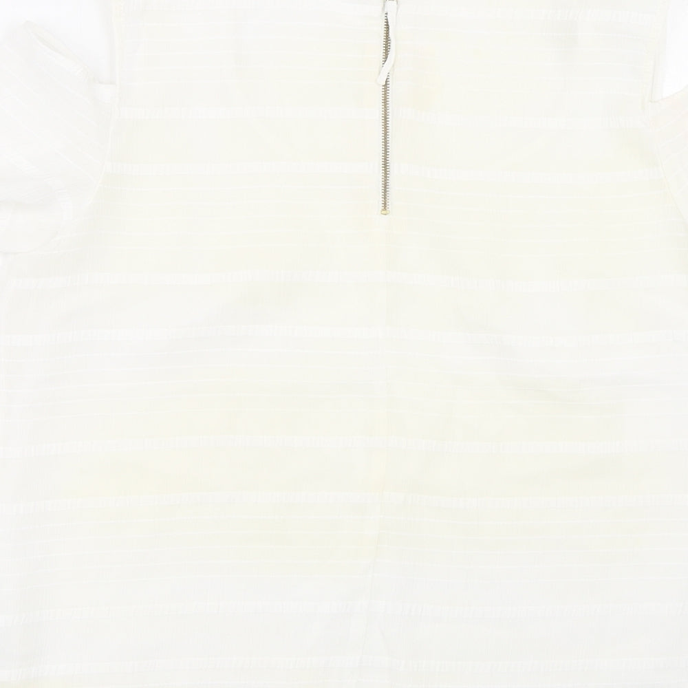 Oasis Womens White Striped Basic T-Shirt Size 12