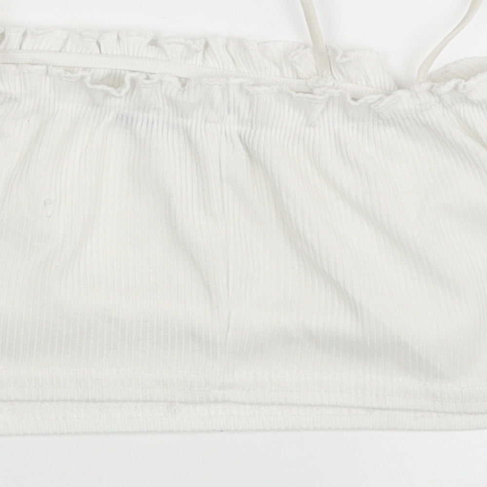 Nasty Gal Womens White Cropped Tank Size 8