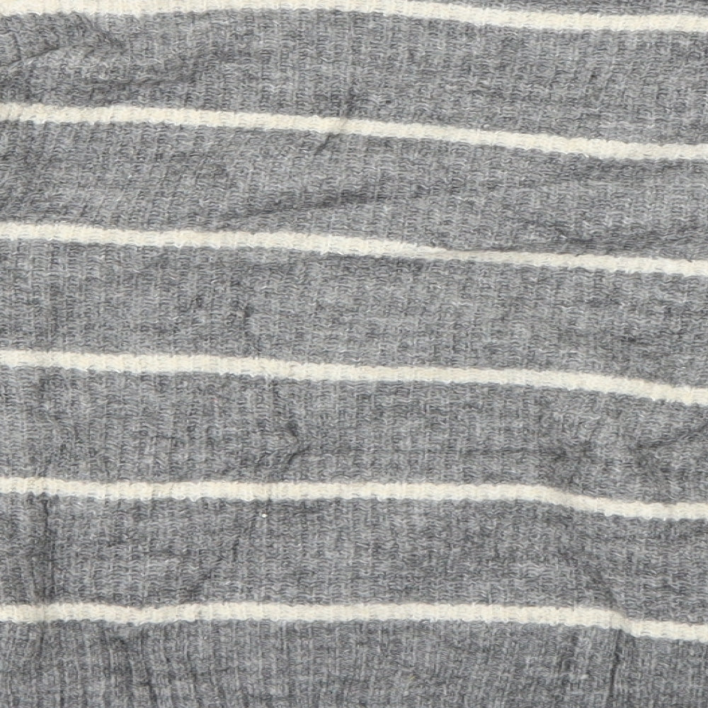 H&M Womens Grey Striped Pullover Jumper Size M
