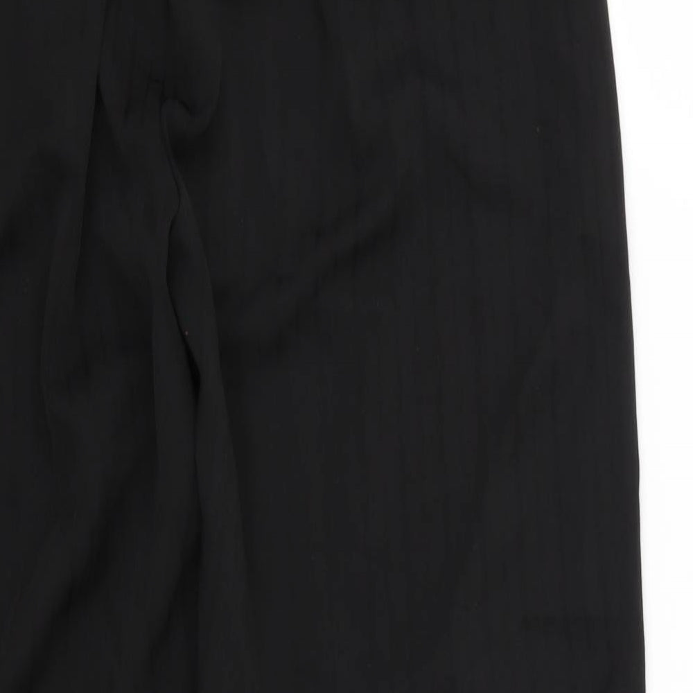 Preworn Womens Black Striped Trousers Size 16 L27 in