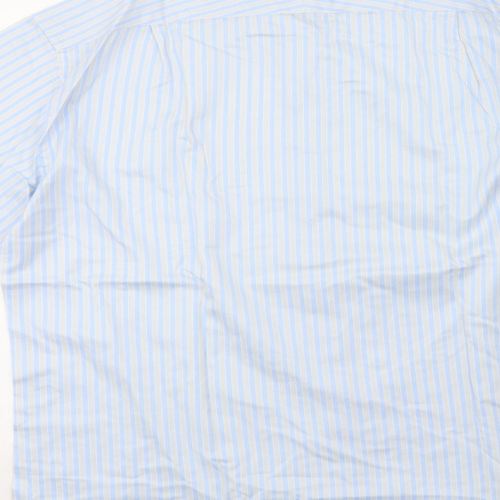Marks & Spencer Mens Grey Striped Button-Up Size L