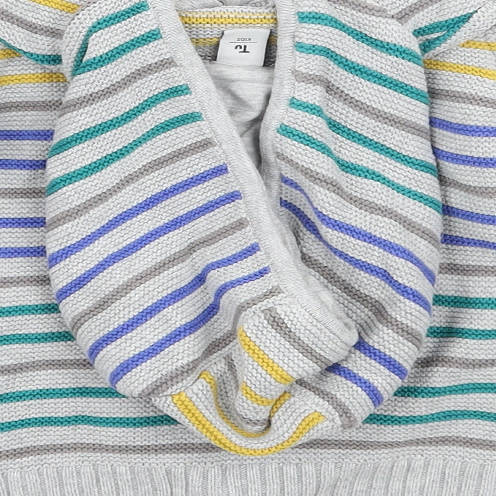 TU Girls Grey Striped Jacket Coatigan Size 2 Years