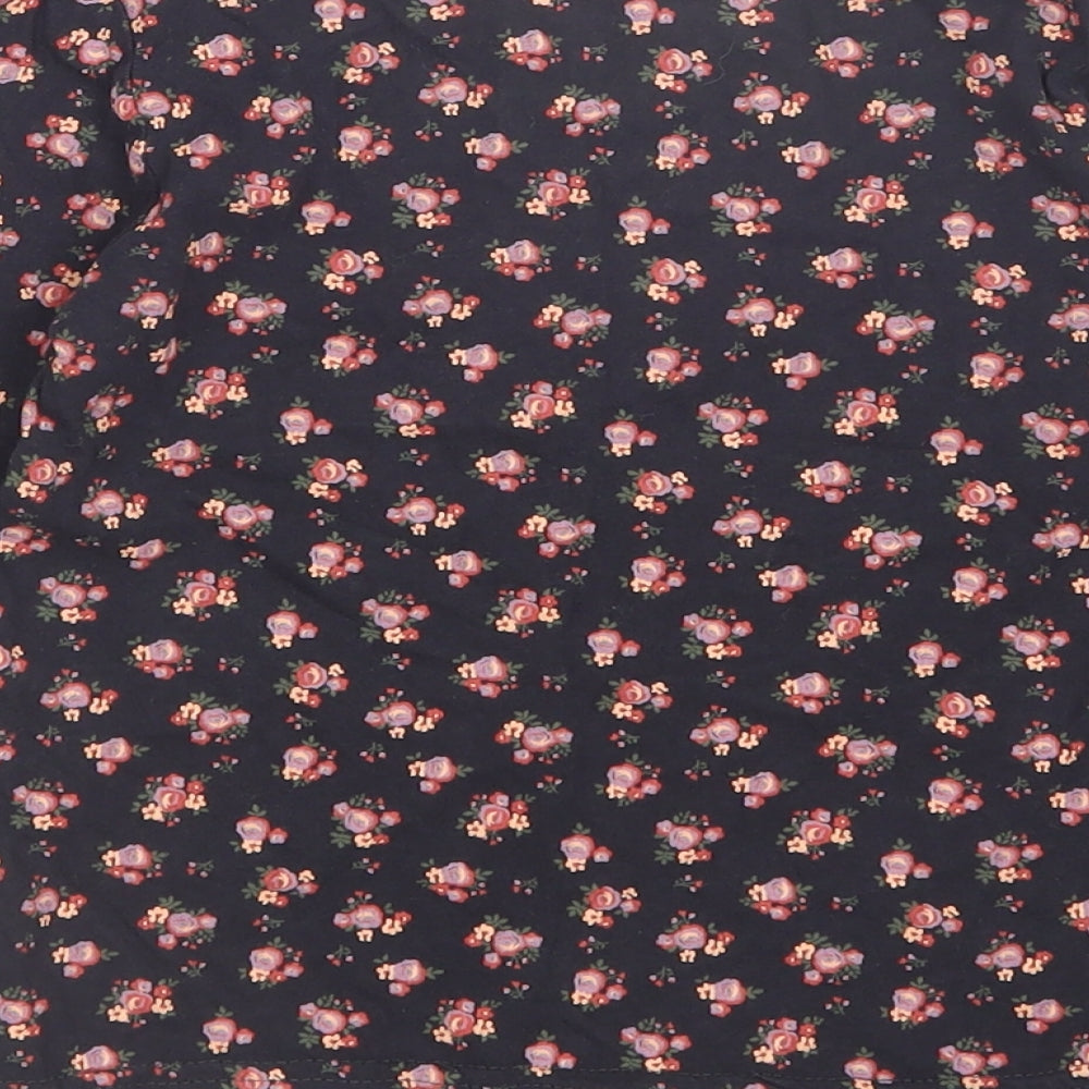 Young Dimension Girls Black Floral Basic T-Shirt Size 6-7 Years