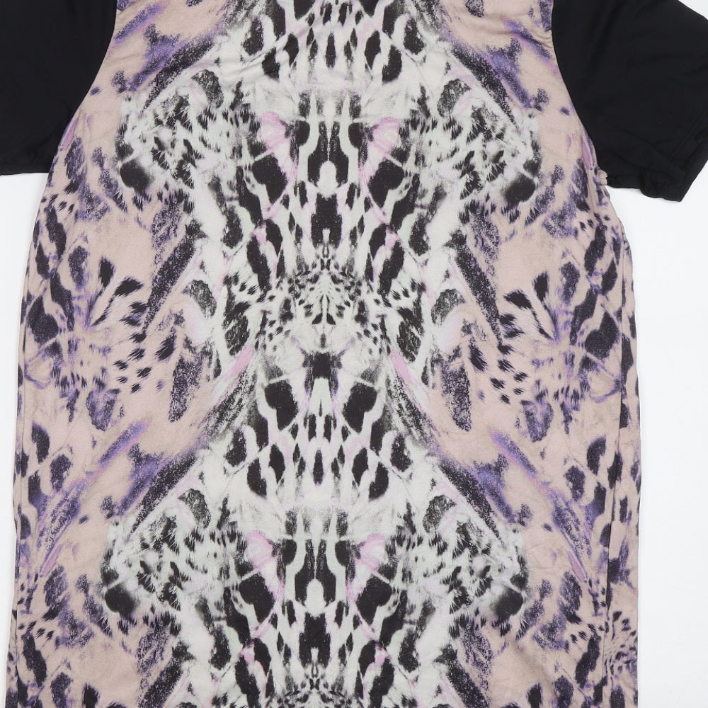 Miss Selfridge Womens Purple Animal Print Basic Blouse Size 8