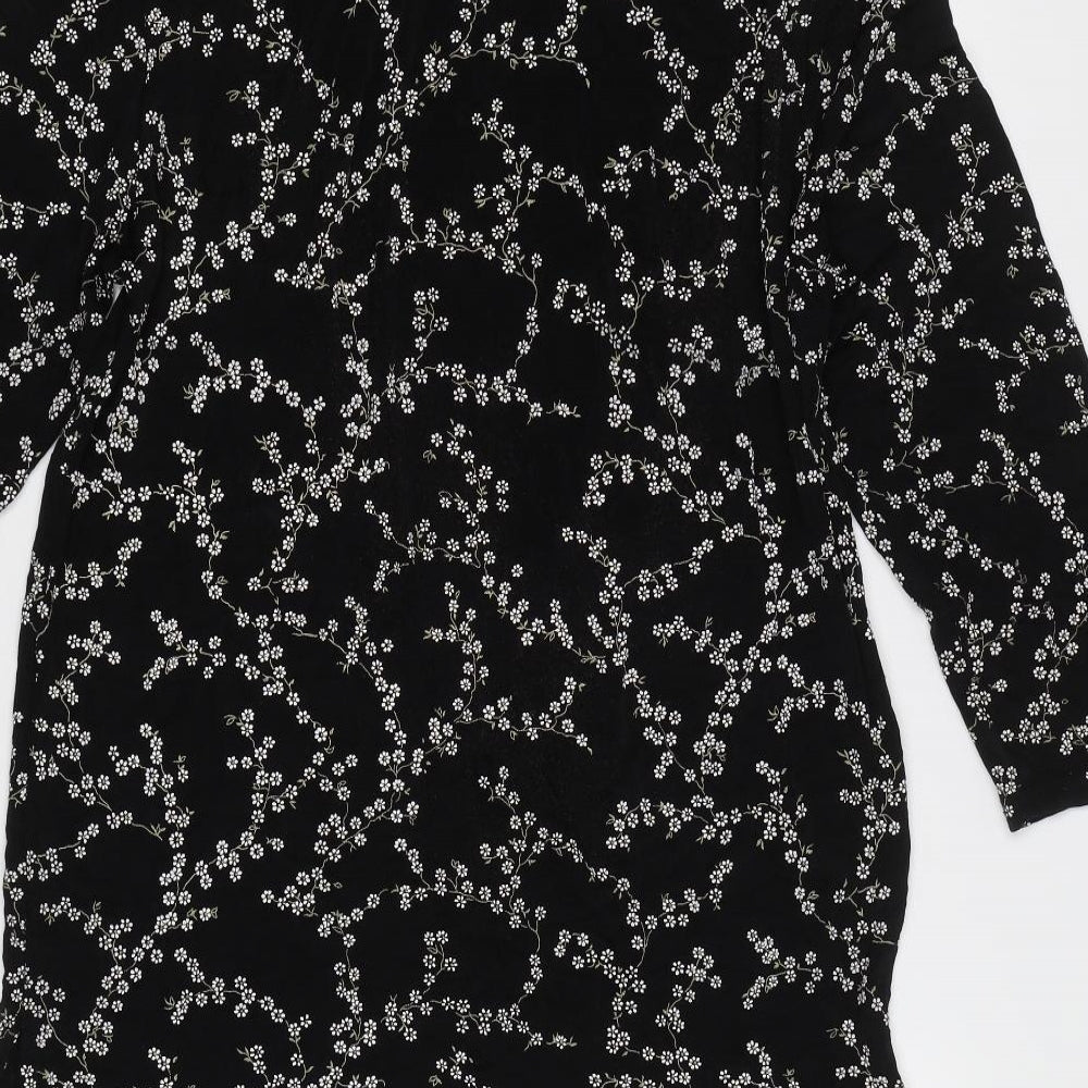 Es Se Plus Womens Black Floral Basic Blouse Size L