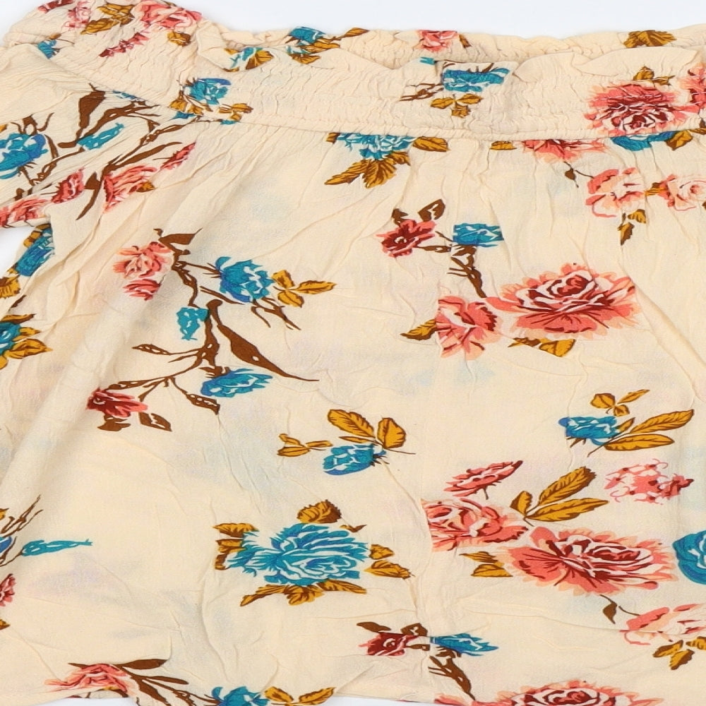 Primark Womens Beige Floral Basic Blouse Size 10