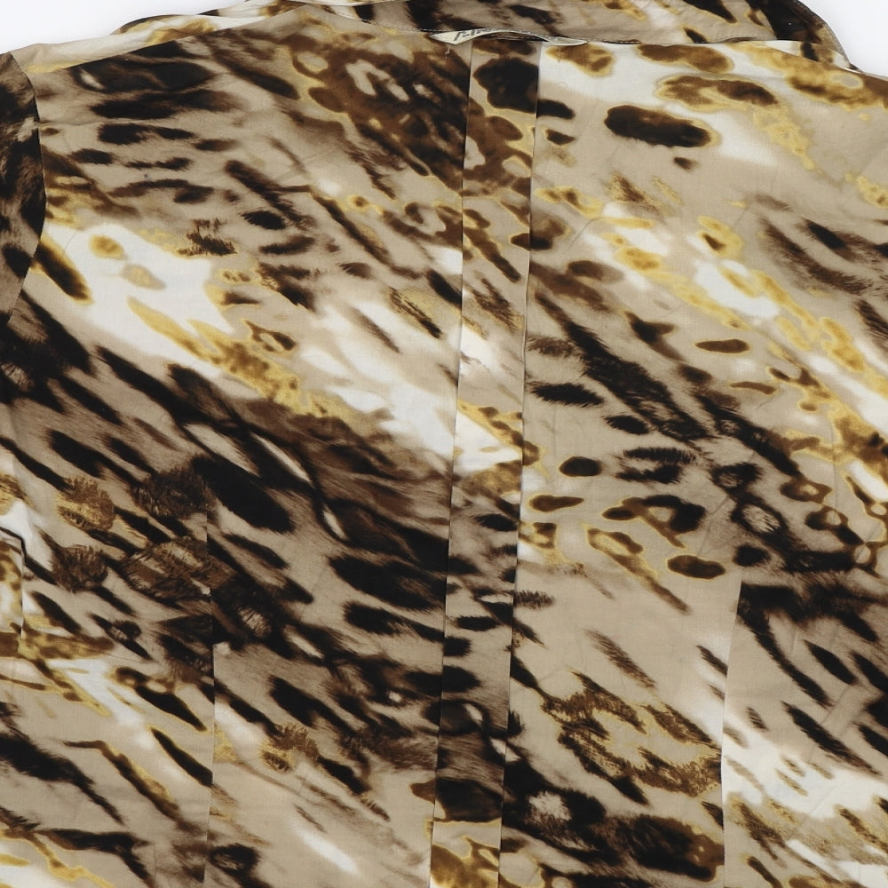 Air Field Womens Brown Animal Print Basic Button-Up Size L