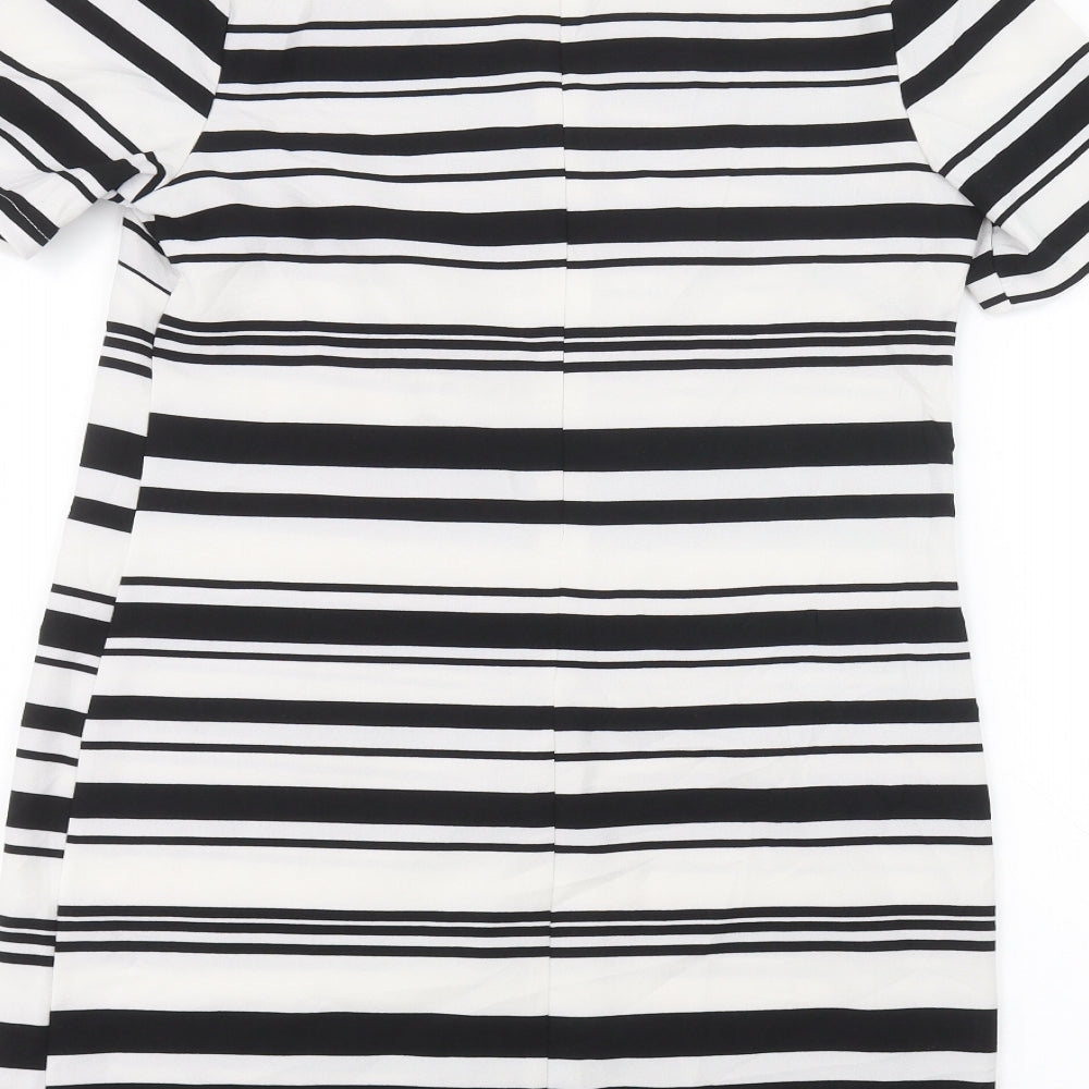 New Look Womens White Striped A-Line Size 8