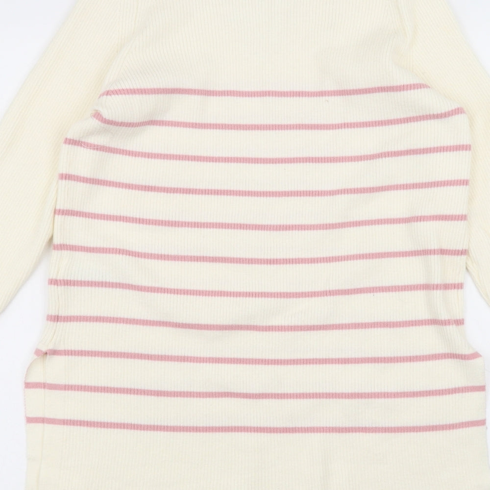 Marks and Spencer Womens White Striped Pullover Jumper Size 8