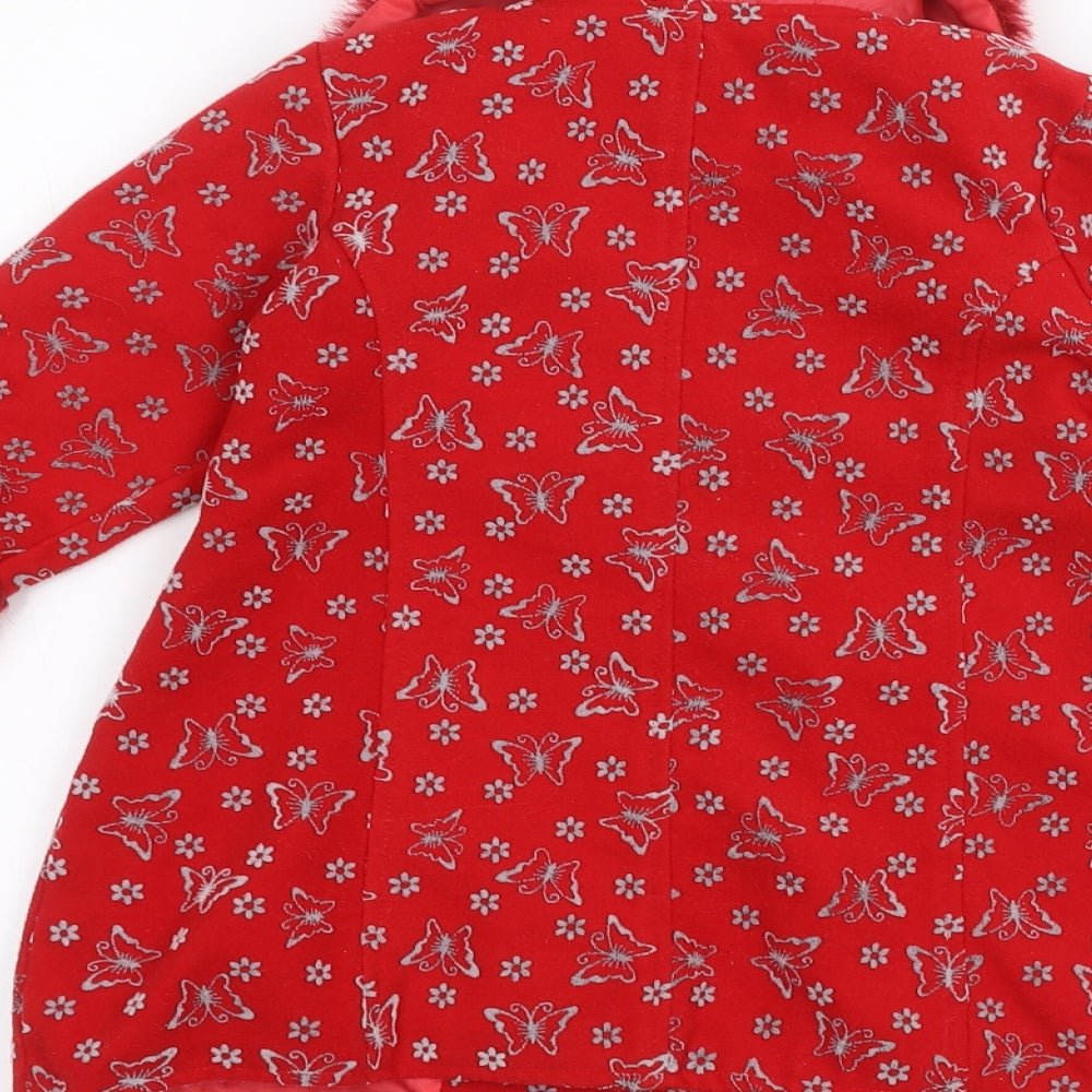 butterfly wings Girls Red Jacket Size 4 Years