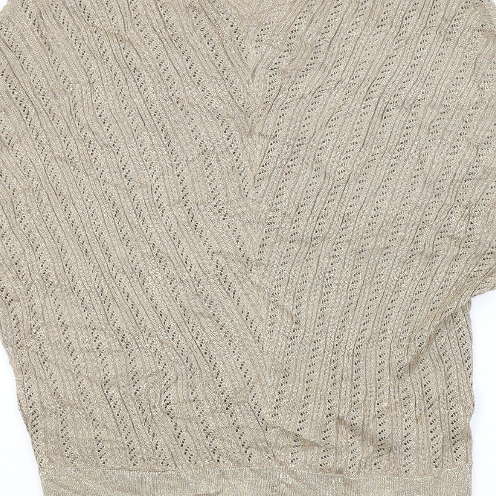 LAVITTA Womens Gold Argyle/Diamond Pullover Jumper Size M