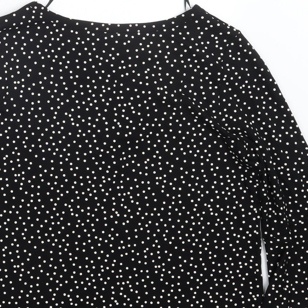M&Co Womens Black Polka Dot Basic Blouse Size 10