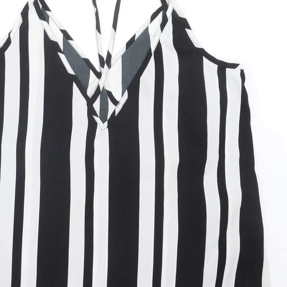Be You Womens Black Striped Camisole Blouse Size 16