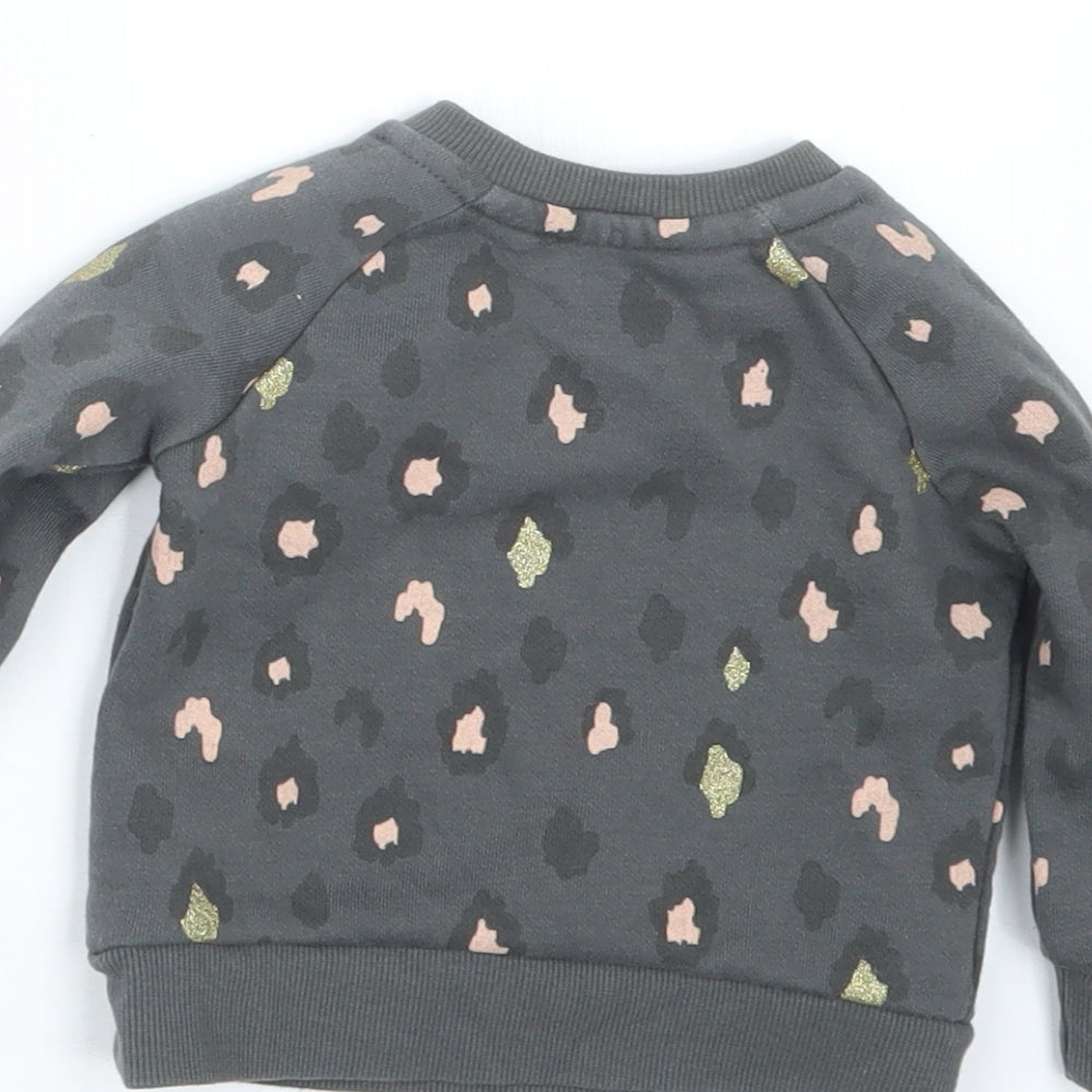 Primark Girls Grey Animal Print Pullover Jumper Size 3-6 Months